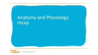 Acute Kidney Injury Year Three
Anatomy and Physiology
recap
 