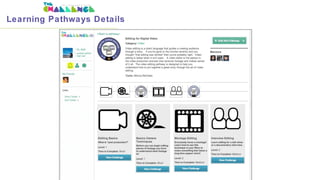 Learning Pathways Details
Each pathway in iRemix is made up of a series of ordered challenges. As users complete challenge they
are able to level up and earn badges.

 