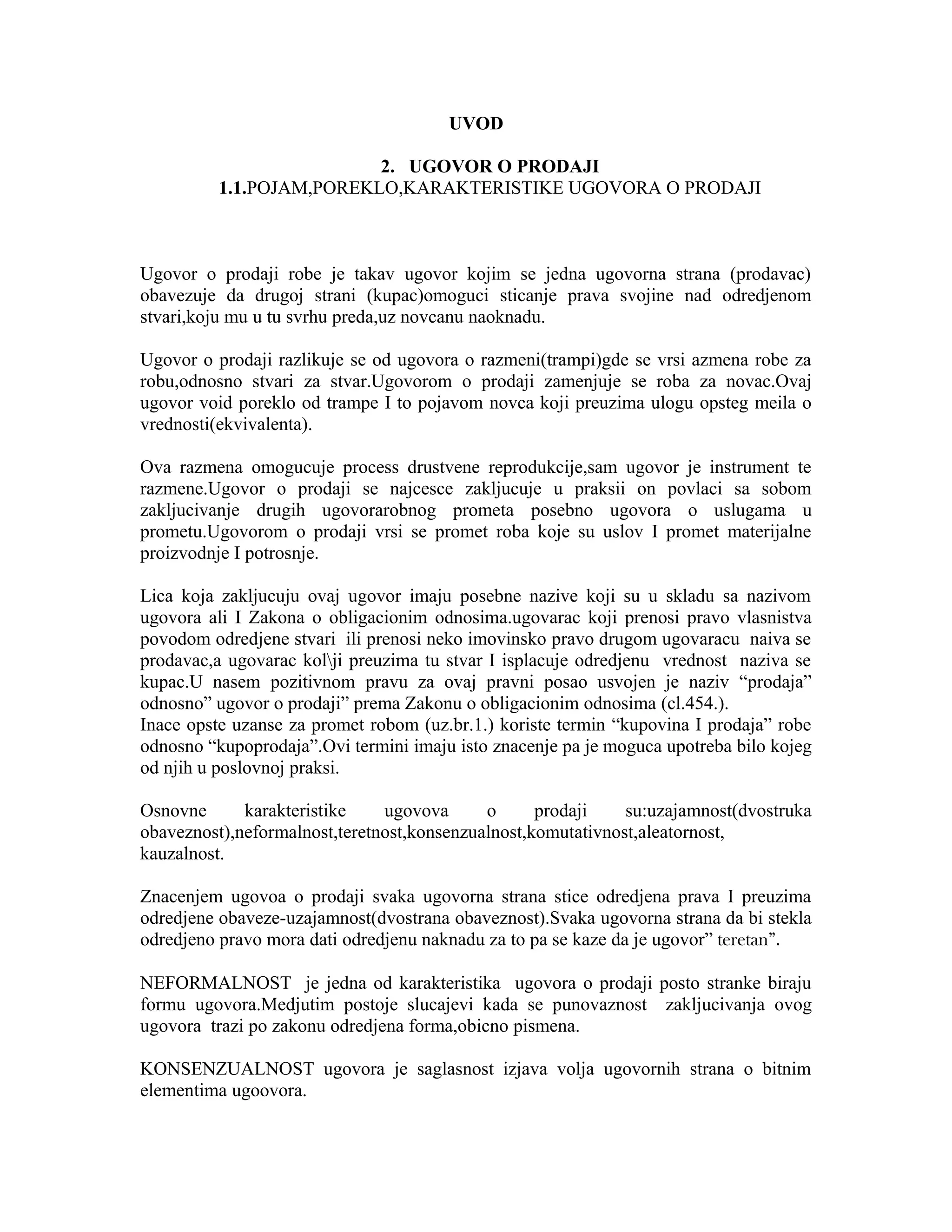 Ugovor o prodaji | PDF
