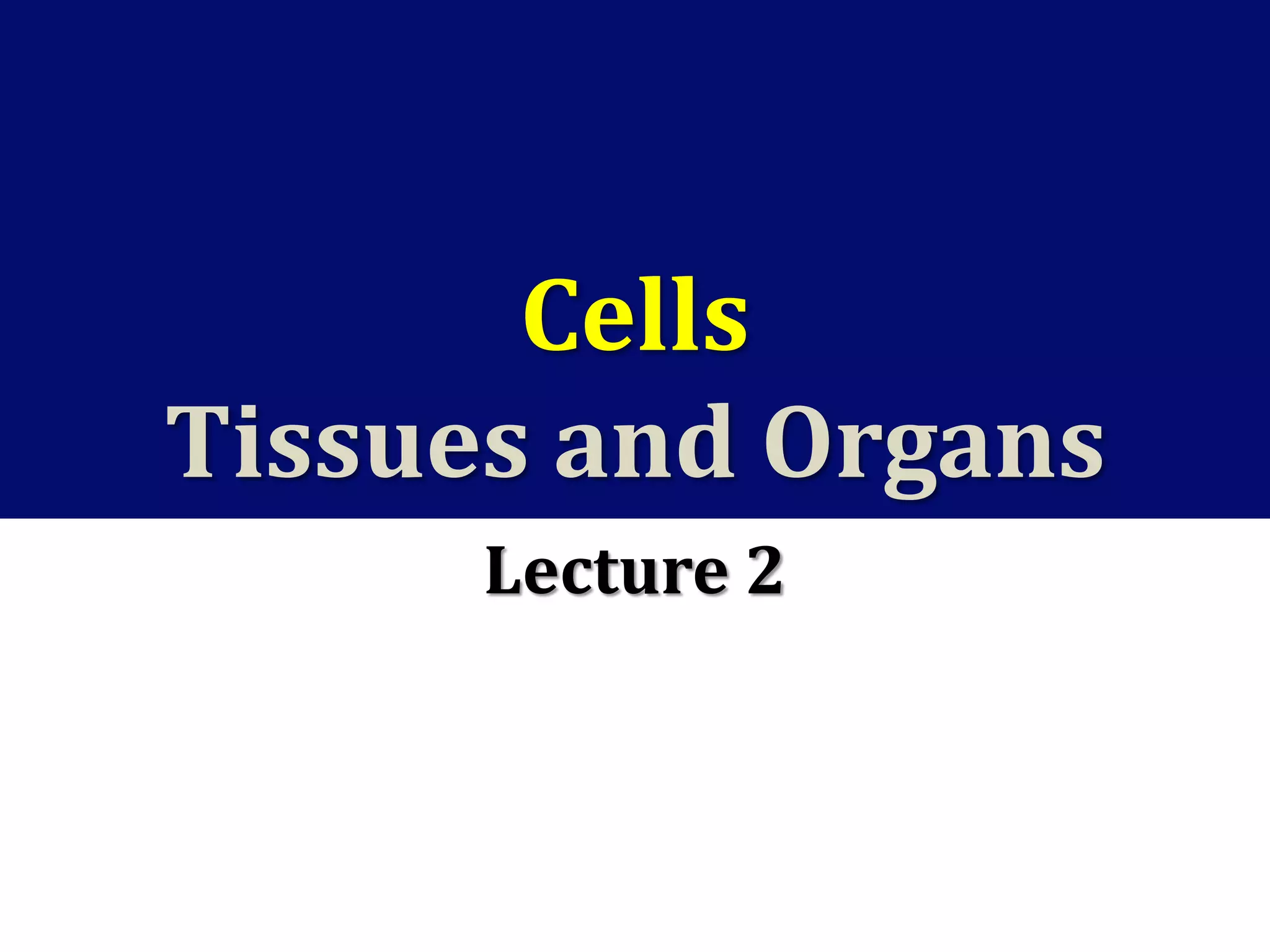 Cells
Tissues and Organs
Lecture 2
 