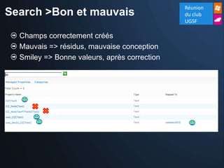 Réunion
Search >Bon et mauvais                        du club
                                              UGSF

  Champs correctement créés
  Mauvais => résidus, mauvaise conception
  Smiley => Bonne valeurs, après correction
 