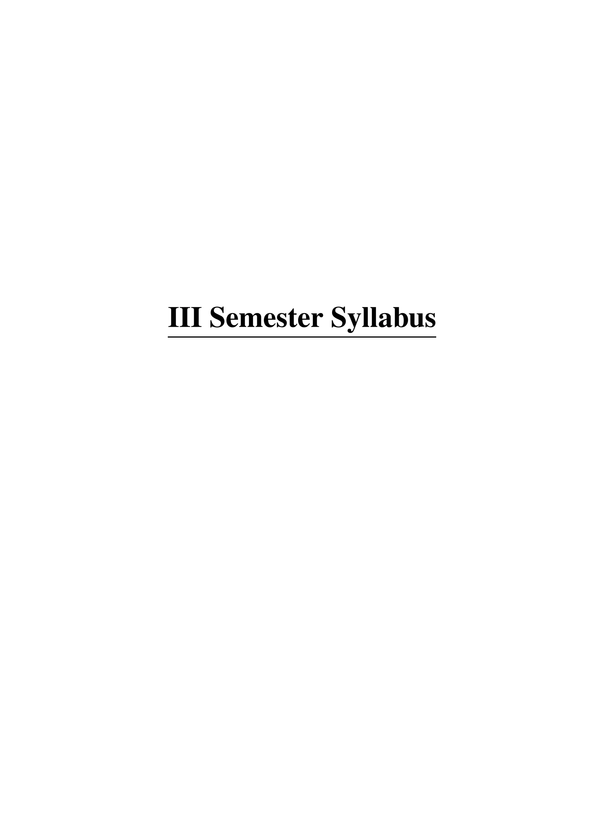 III Semester Syllabus
 