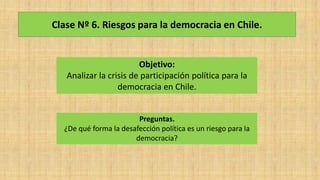 Segundo medio. unidad 4. Clase 8. Riesgos para la democracia en chile ...
