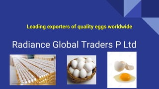 Radiance Global Traders P Ltd
Leading exporters of quality eggs worldwide
 
