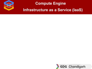 Compute Engine
Infrastructure as a Service (IaaS)
 