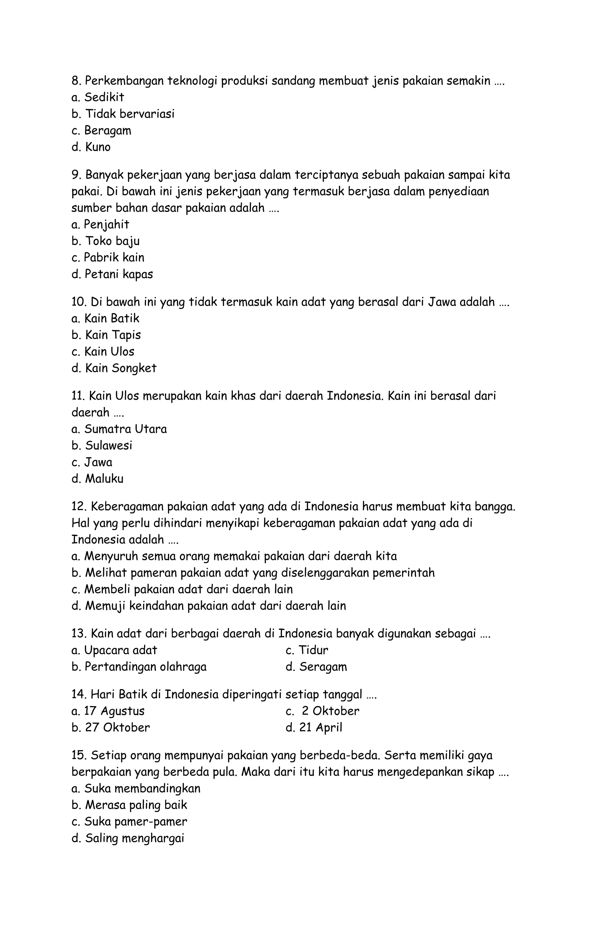 Soal ulangan tema 7 kelas 3