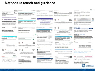 UHD Lecture, November 18 2022 Twitter: @MaartenvSmeden
Methods research and guidance
 