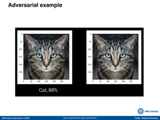 UHD Lecture, November 18 2022 Twitter: @MaartenvSmeden
Adversarial example
https://bit.ly/2N4mQFo; https://bit.ly/2W7X9rF
 