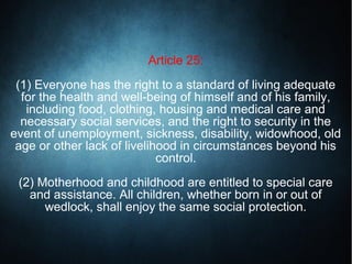 The Universal Declaration of Human Rights - Articles 21 to 30 | PPT