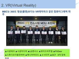 52. VR(Virtual Reality)
MBC? 360? ??(??)??? VR???? ?? ?????? ?
?
???? ????? LG??? ?????? FXGear
????????? ?????? ???? GCT 9? ??
 