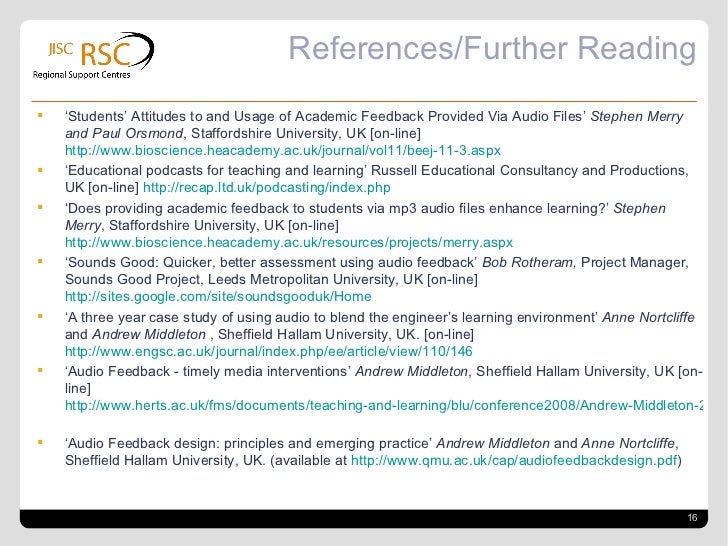 Using Audio Feedback What, Why How