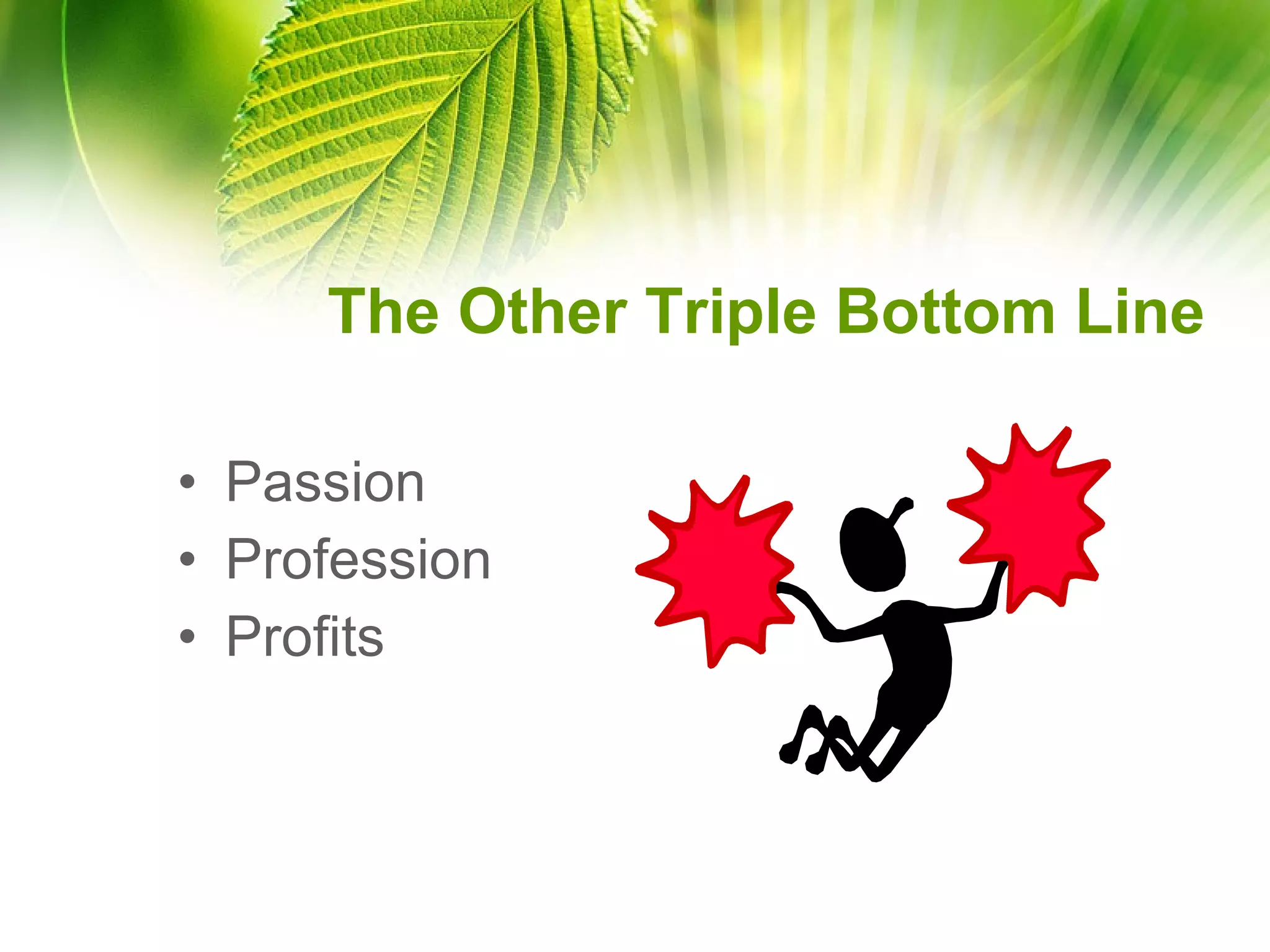 The Other Triple Bottom Line Passion Profession Profits 