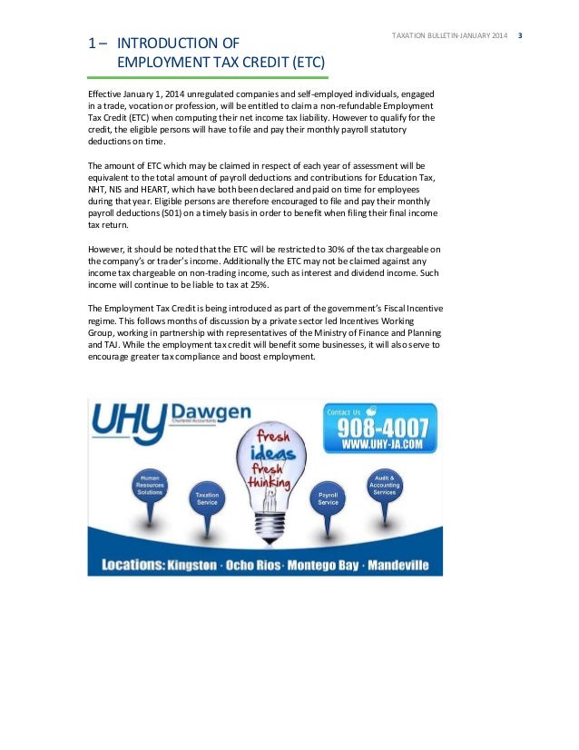 Jamaica Tax Update January 2014