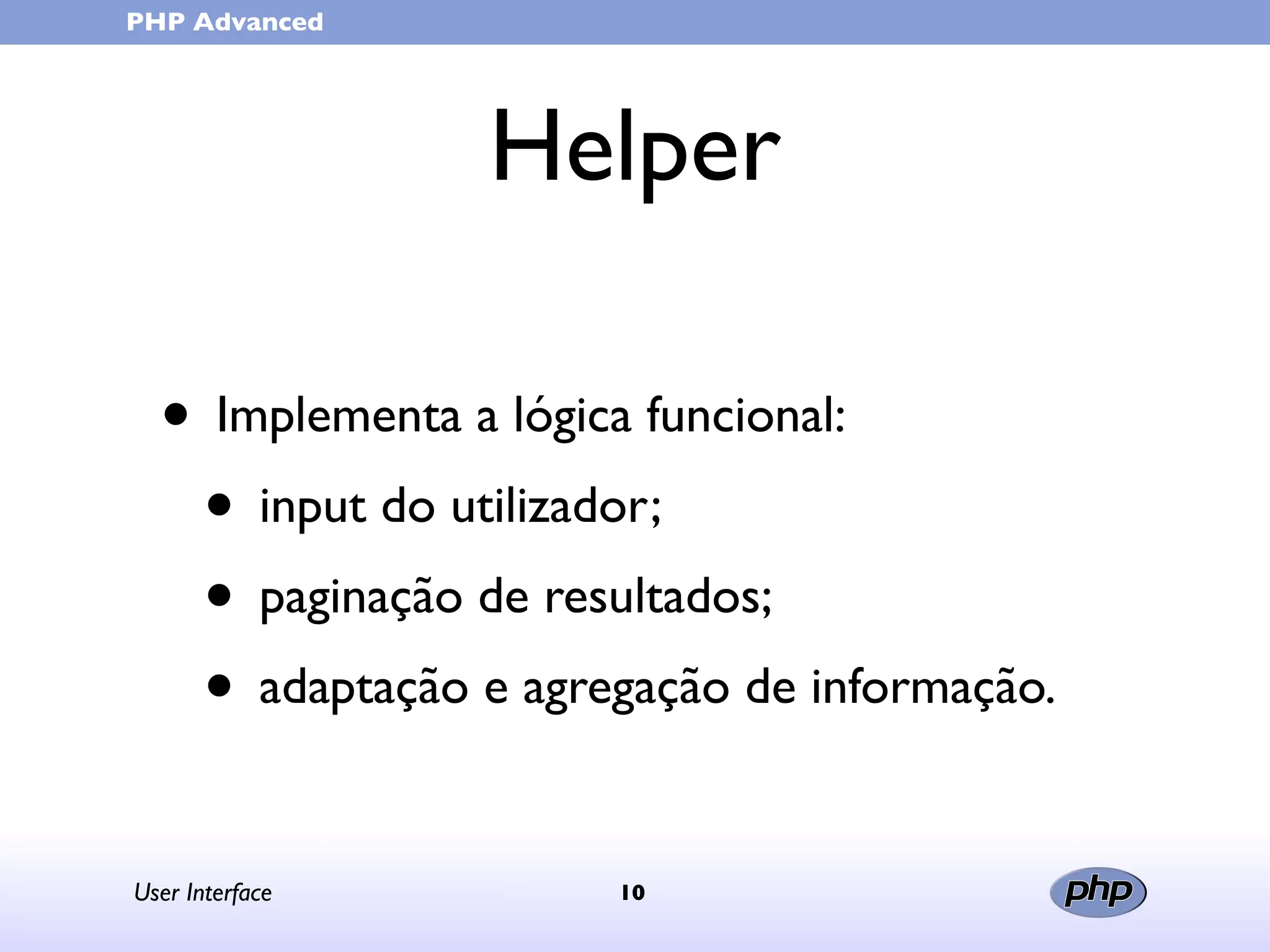 User Interface (in portuguese)