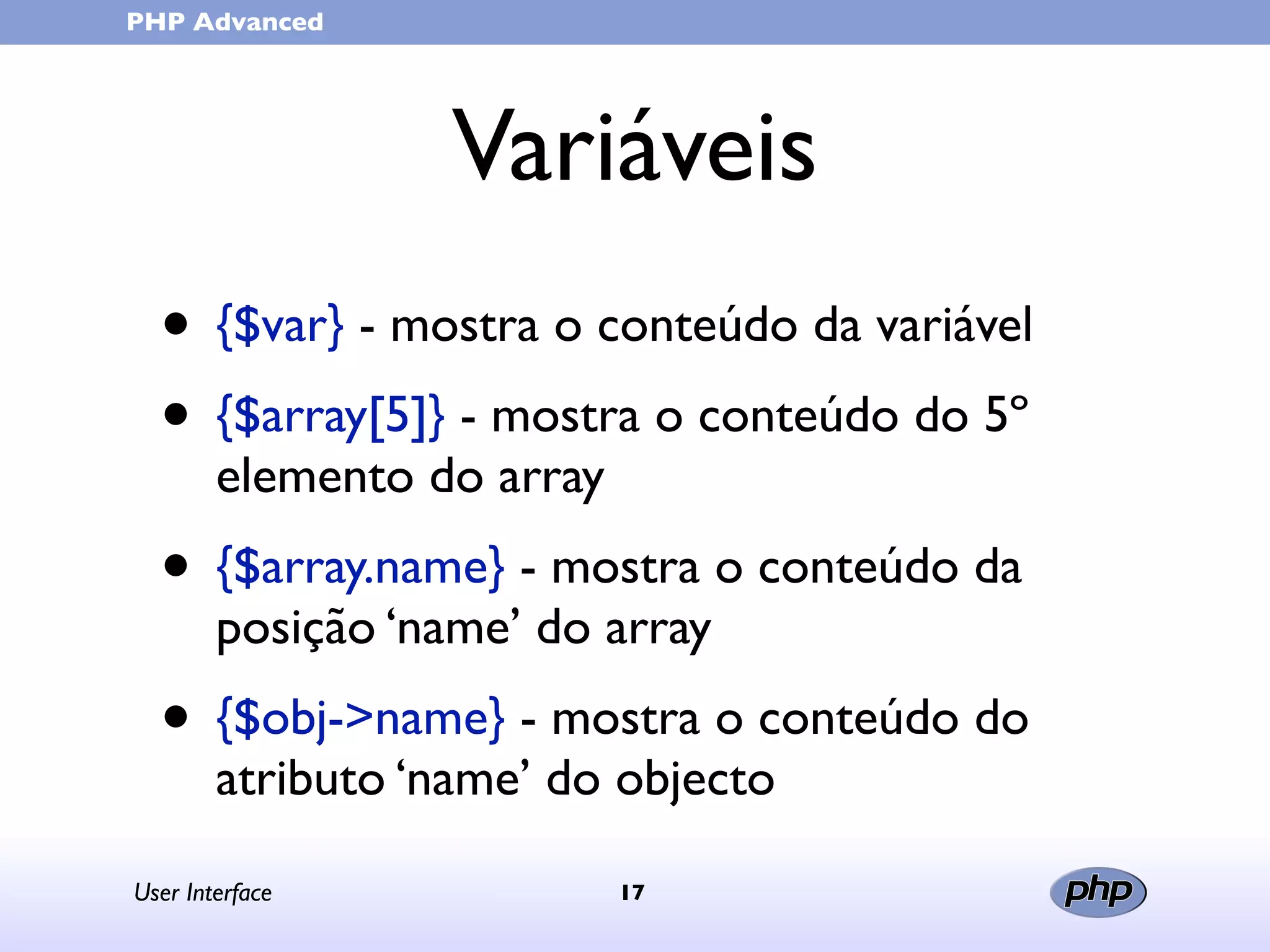 User Interface (in portuguese)