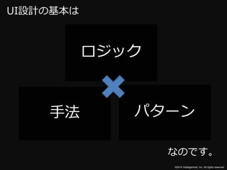 ©2014 Intelligentnet, Inc. All rights reserved. 
UI設計の基本は 
ロジック 
手法パターン 
なのです。 
 