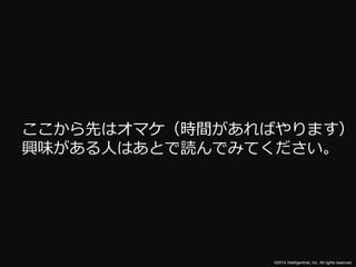 ここから先はオマケ（時間があればやります） 
興味がある人はあとで読んでみてください。 
©2014 Intelligentnet, Inc. All rights reserved. 
 