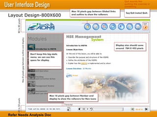 Layout Design-800X600 Quit sounds like quitting the exercise or something. Refer Needs Analysis Doc 