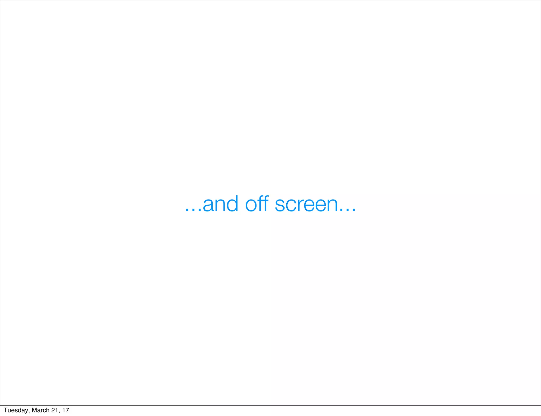 ...and off screen...
Tuesday, March 21, 17
 