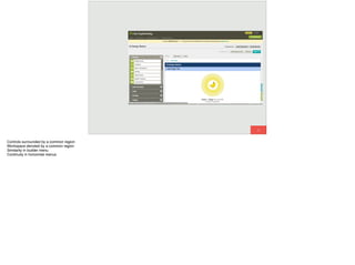35
Controls surrounded by a common region
Workspace denoted by a common region
Similarity in builder menu
Continuity in horizontal menus
 