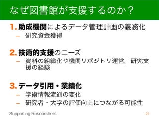 データジャーナル 
18 
Philosophical Transactions 
The Royal Society 
http://rstl.royalsocietypublishing.org 
Scientific Data 
Nature Publishing Group 
http://www.nature.com/sdata/ 
Data Journal 
 