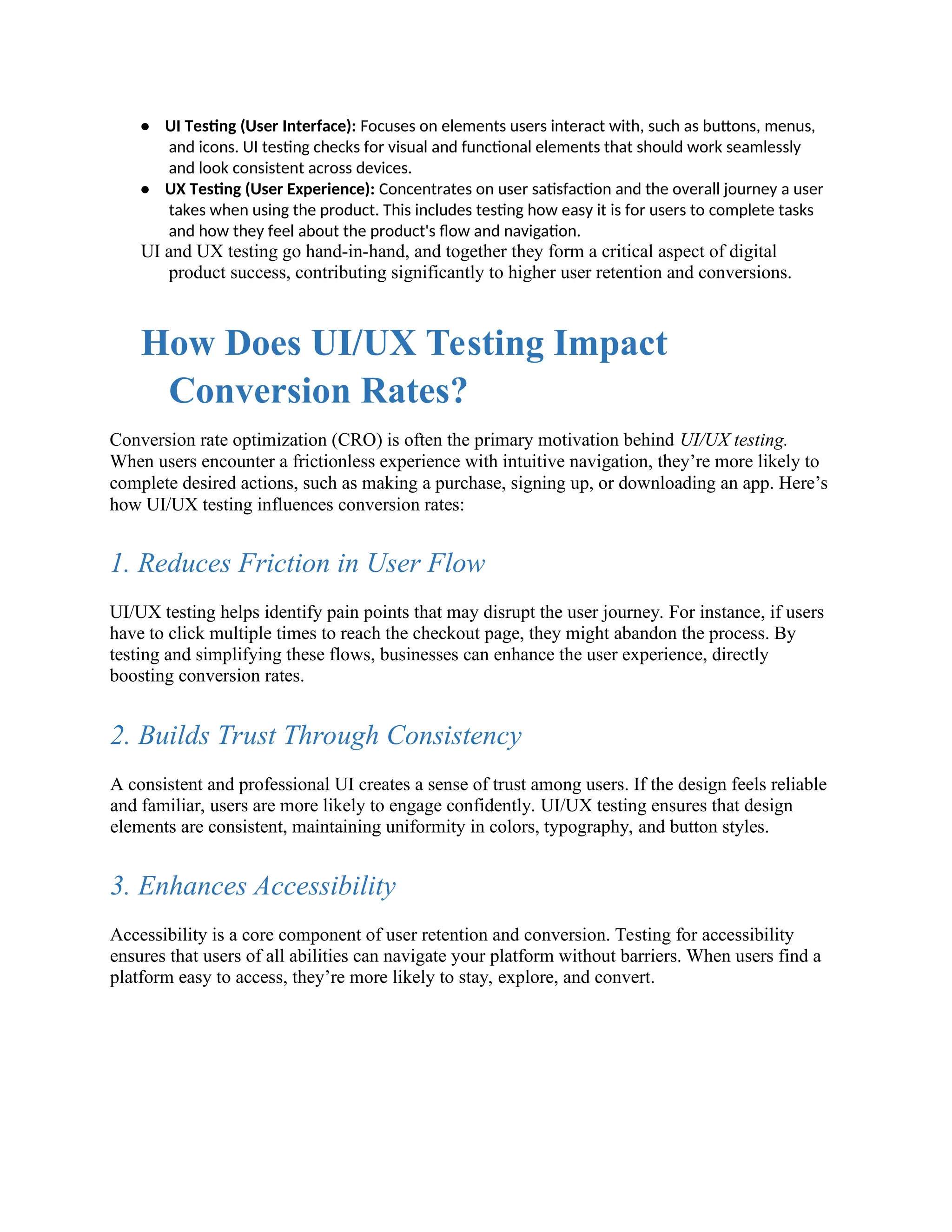 How UI/UX Testing Boosts Conversion Rates & Enhances User Retention | PDF