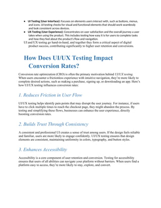 How UI/UX Testing Boosts Conversion Rates & Enhances User Retention | PDF