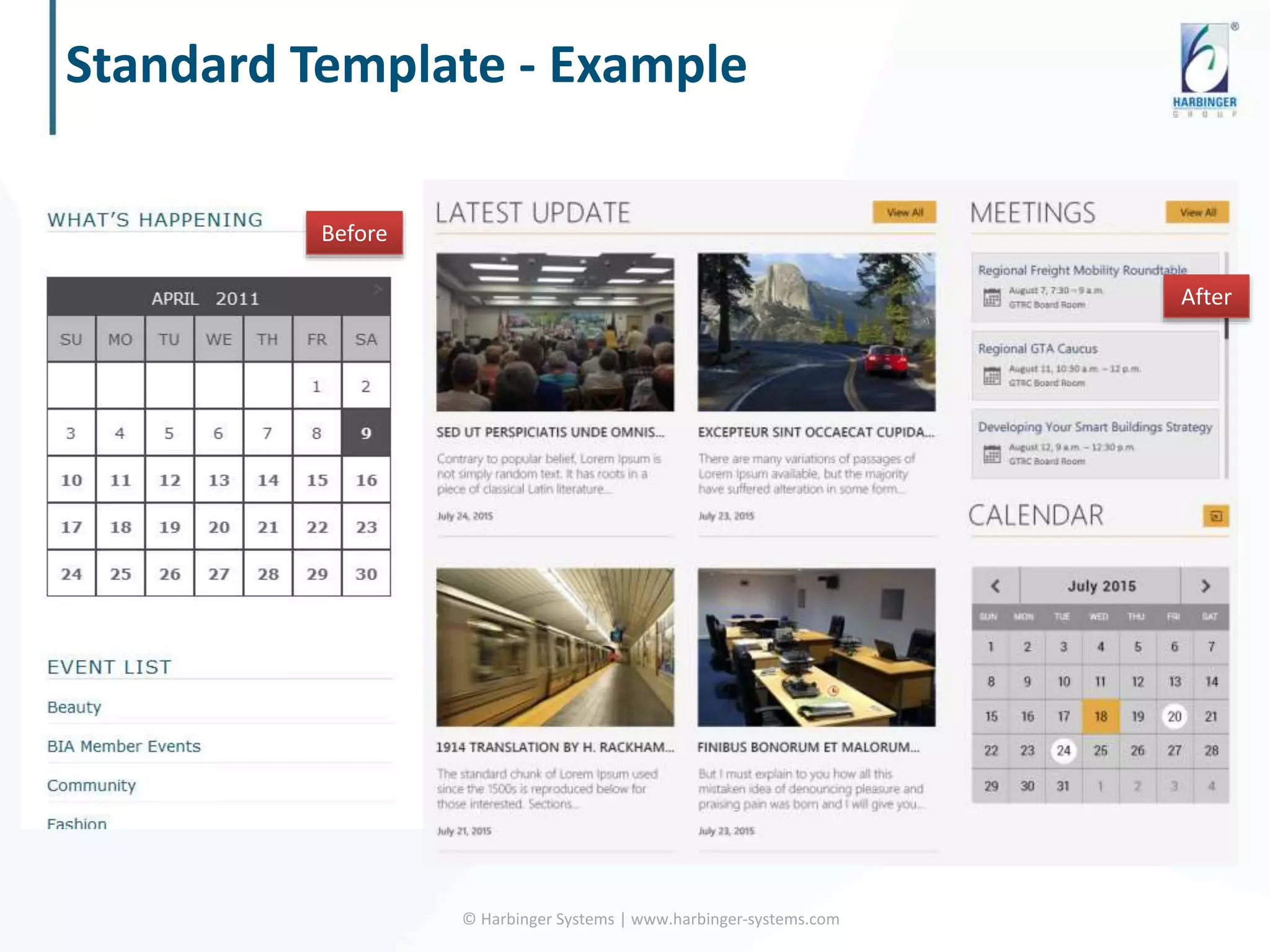 Standard Template - Example
© Harbinger Systems | www.harbinger-systems.com
Before
After
 