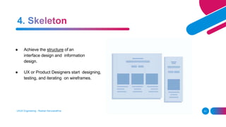 ● Achieve the structure of an
interface design and information
design.
● UX or Product Designers start designing,
testing, and iterating on wireframes.
UI/UX Engineering - Roshan Karunarathna 41
 