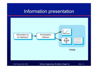 ©Ian Sommerville 2004 Software Engineering, 7th edition. Chapter 16 Slide 18
Information presentation
 
