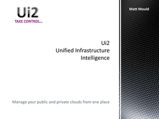 Ui2Unified Infrastructure Intelligence Ui2 Matt Mould Take control… Manage your public and private clouds from one place 