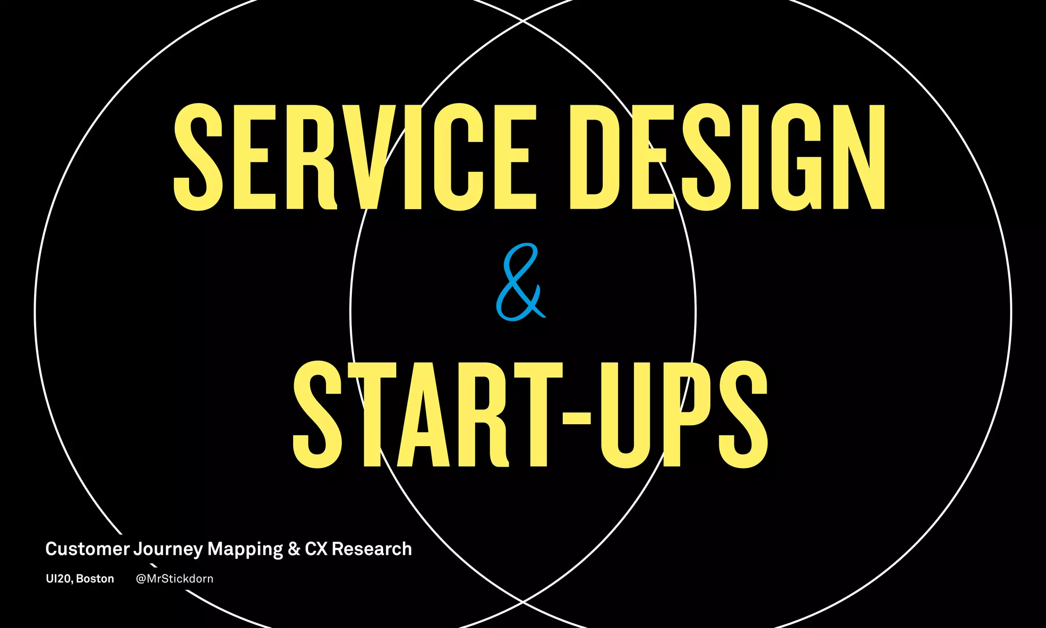 SERVICE DESIGN
START-UPS
Customer Journey Mapping  CX Research
UI20, Boston @MrStickdorn
 