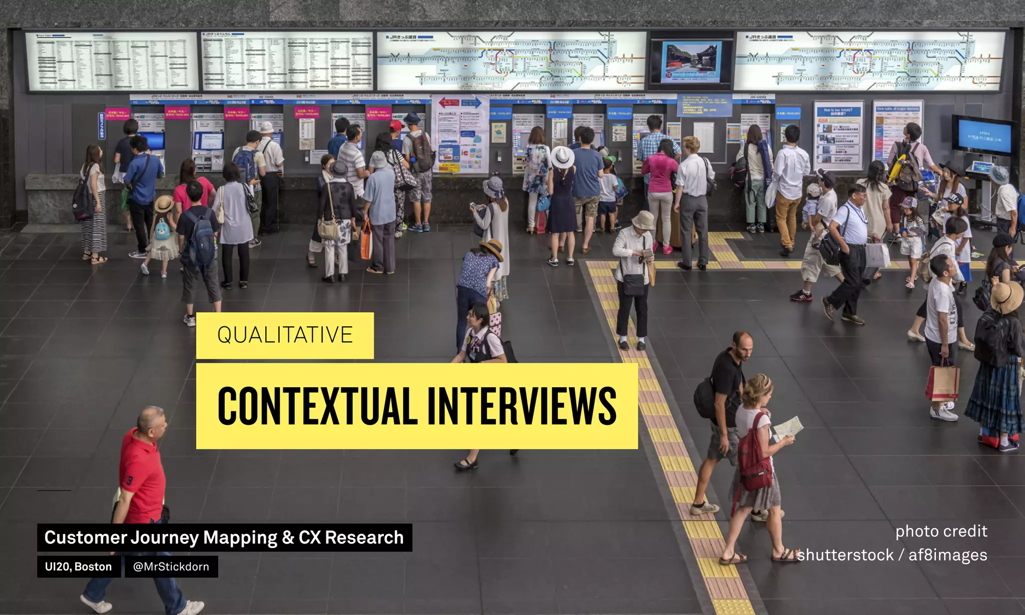 CONTEXTUAL INTERVIEWS
QUALITATIVE
photo credit
shutterstock / af8images
Customer Journey Mapping  CX Research
UI20, Boston @MrStickdorn
 