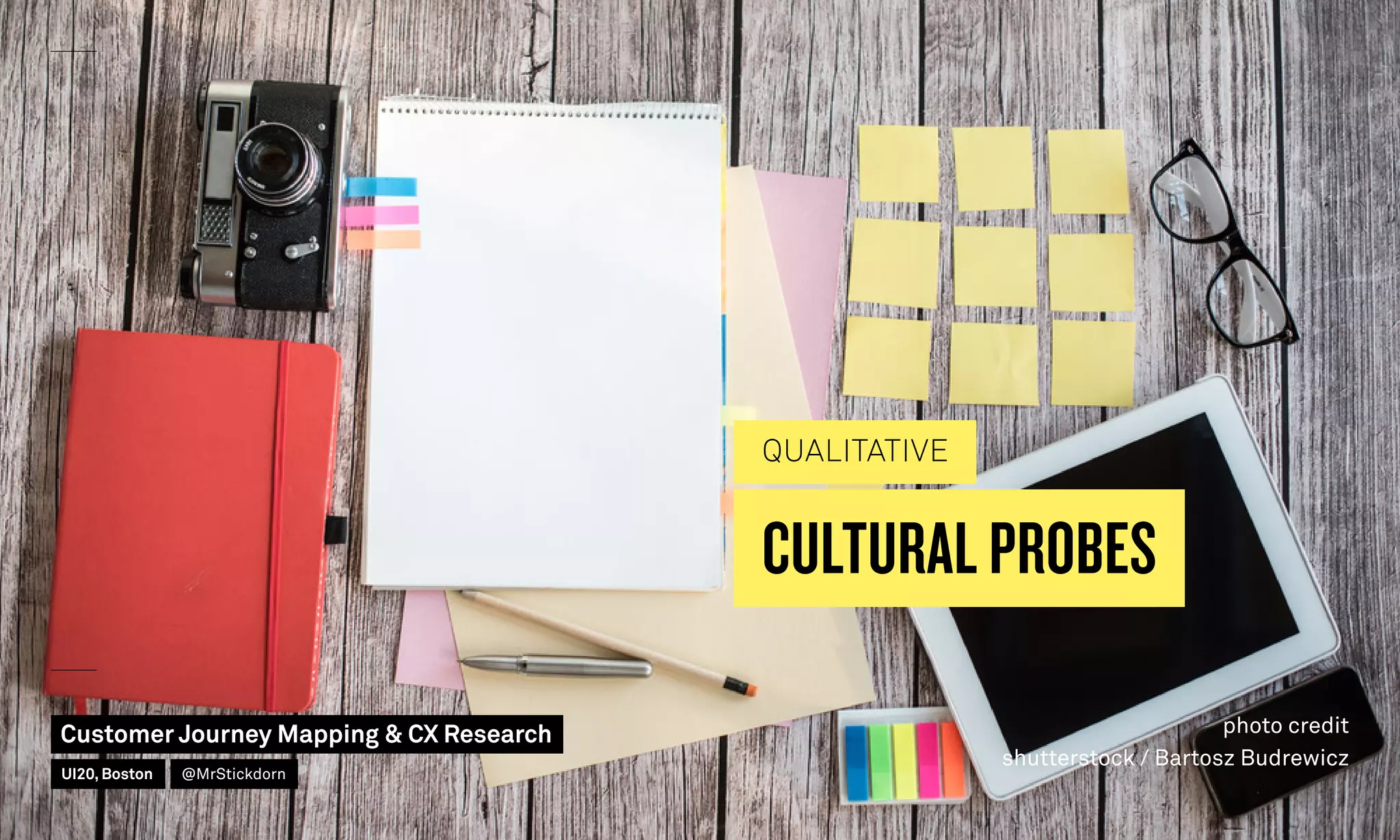 CULTURAL PROBES
QUALITATIVE
photo credit
shutterstock / Bartosz Budrewicz
Customer Journey Mapping  CX Research
UI20, Boston @MrStickdorn
 
