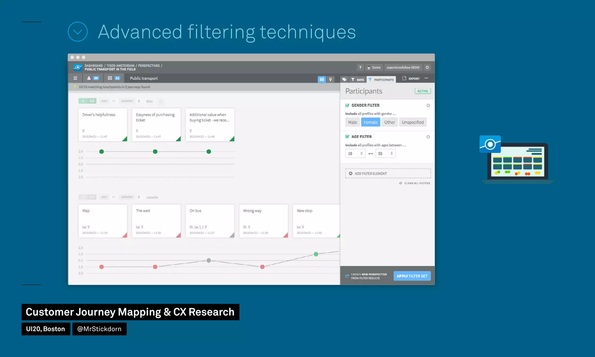 Advanced filtering techniques
Customer Journey Mapping  CX Research
UI20, Boston @MrStickdorn
 