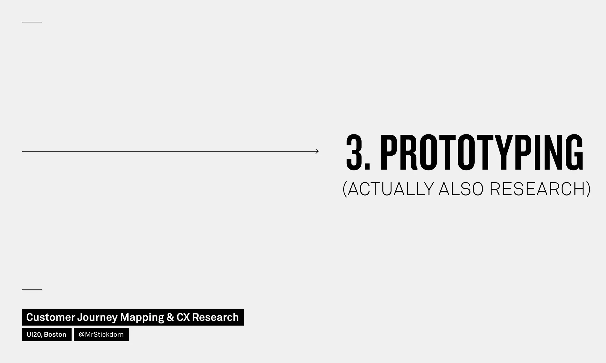 (ACTUALLY ALSO RESEARCH)
Customer Journey Mapping  CX Research
UI20, Boston @MrStickdorn
3. PROTOTYPING
 