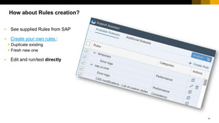 14
 See supplied Rules from SAP
 Create your own rules :
 Duplicate existing
 Fresh new one
 Edit and run/test directly
How about Rules creation?
 