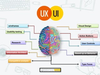 Usability testing
Research
Information Architect
Competitive analysis
wireframes Visual Design
Based up on Behavior
User Controls
Type Faces
Action Buttons
 