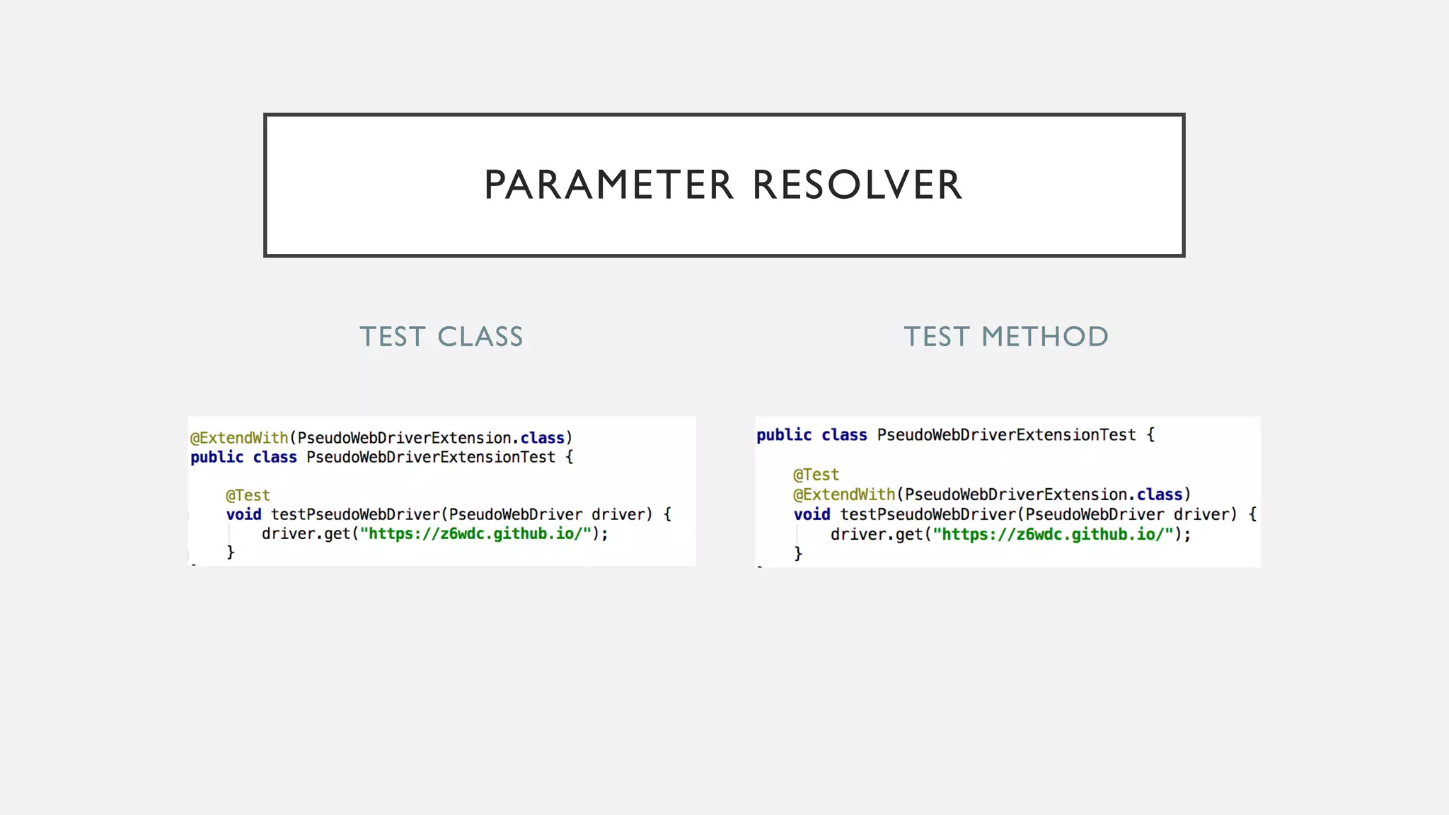 TEST CLASS TEST METHOD PARAMETER RESOLVER 