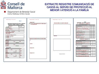 EXTRACTE REGISTRE COMUNICACIÓ DE
 CASOS AL SERVEI DE PROTECCIÓ AL
   MENOR I ATENCIÓ A LA FAMÍLIA
 