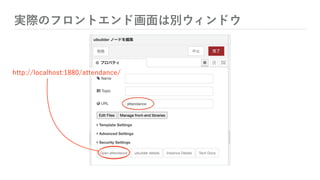 実際のフロントエンド画面は別ウィンドウ
http://localhost:1880/attendance/
 