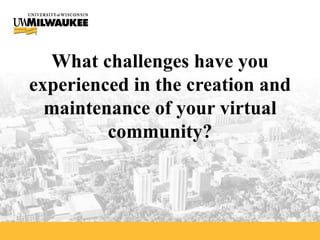 What challenges have you experienced in the creation and maintenance of your virtual community? 