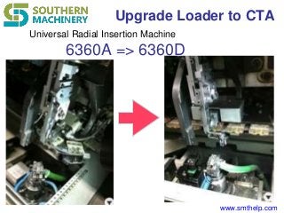 www.smthelp.com
Upgrade Loader to CTA
Universal Radial Insertion Machine
6360A => 6360D
 