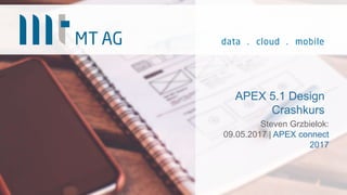 APEX 5.1 Design
Crashkurs
Steven Grzbielok:
09.05.2017 | APEX connect
2017
 