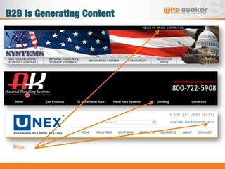 B2B Is Generating Content
Blogs
 