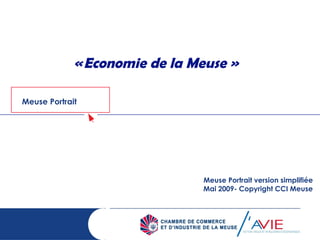 « Economie de la Meuse » Meuse Portrait version simplifiée Mai 2009- Copyright CCI Meuse 