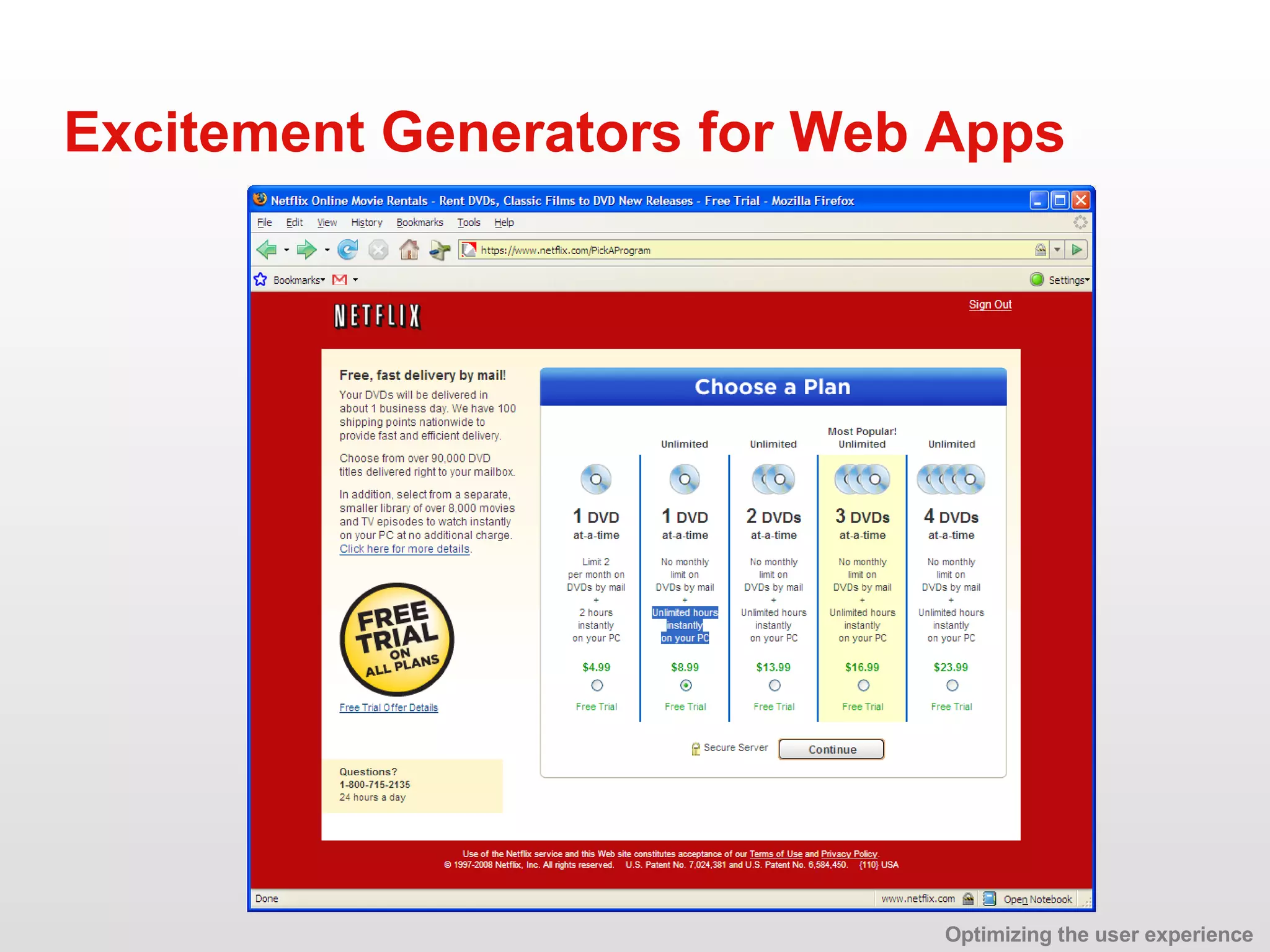 Excitement Generators for Web Apps Optimizing the user experience 