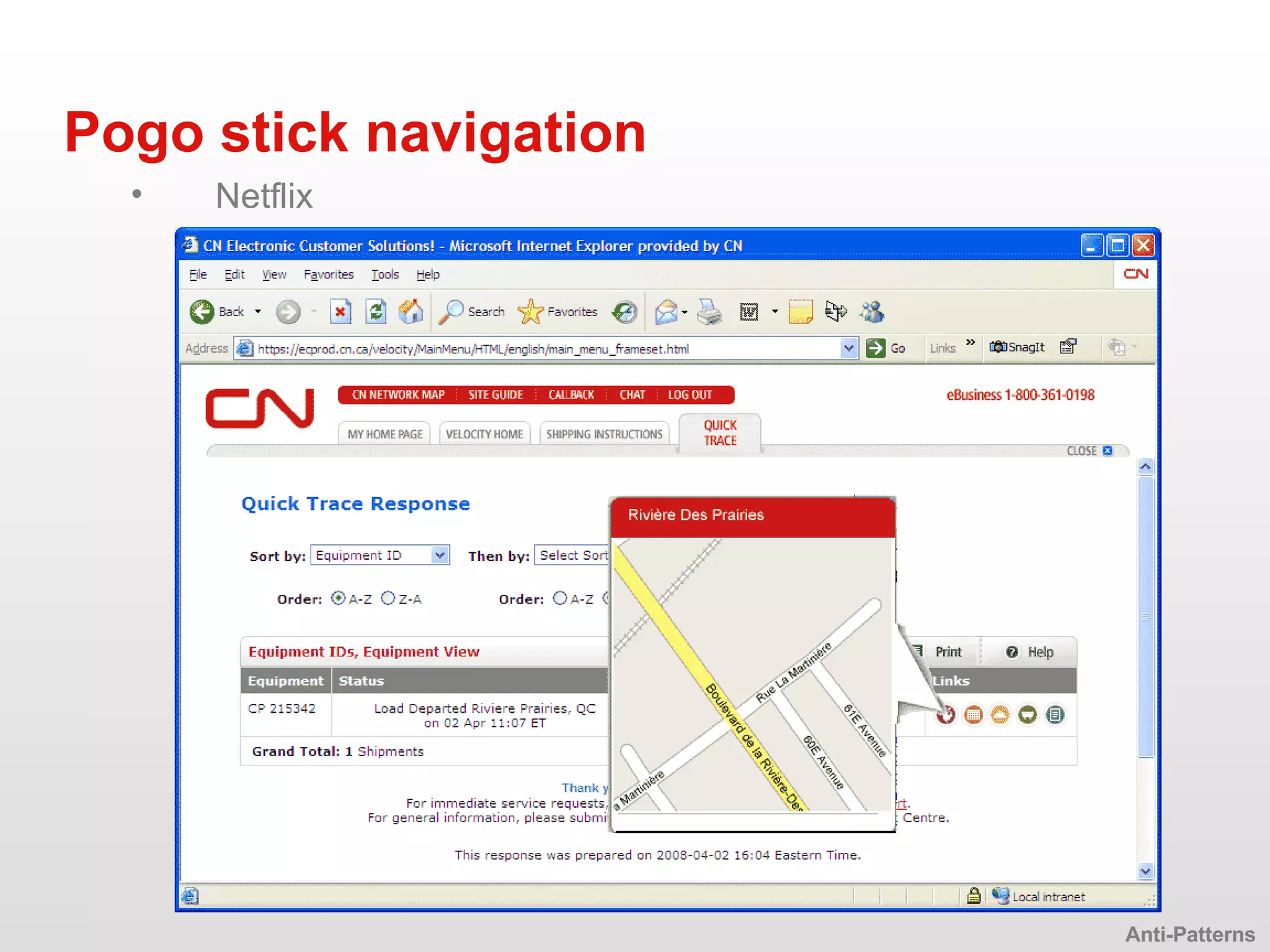 Pogo stick navigation Anti-Patterns Netflix 
