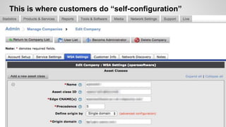 This is where customers do “self-configuration”
 