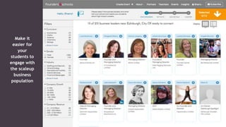 Make it
easier for
your
students to
engage with
the scaleup
business
population
 